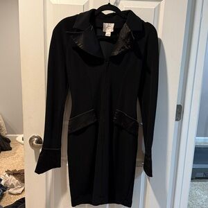KATHRYN DIANOS Vintage Fitted Sz 6 zip Black Dress stretchy GUC B77